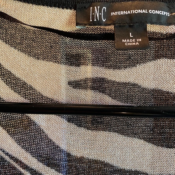 INC Int Concepts cardigan. Zebra and giraffe black and white with shimmer. Large - Picture 5 of 9